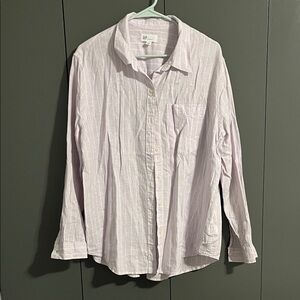 GAP oversized boyfriend lavender white striped Button Down Shirt